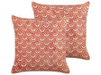 Decorative Cushions Red Off-White Cotton Geometric Pattern 45 x 45 cm Retro Design Decor Accessories Beliani