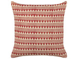 Scatter Cushion Red and Beige Cotton 45 x 45 cm Geometric Pattern Handmade Removable Cover with Filling Boho Style Beliani