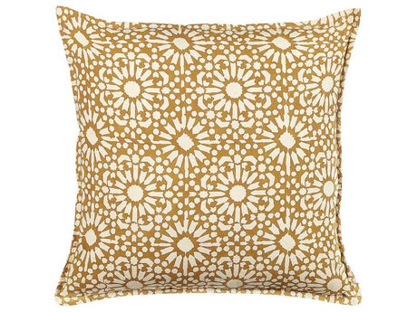 Scatter Cushion Beige Cotton 45 x 45 cm Geometric Pattern Handmade Removable Cover with Filling Boho Style Beliani