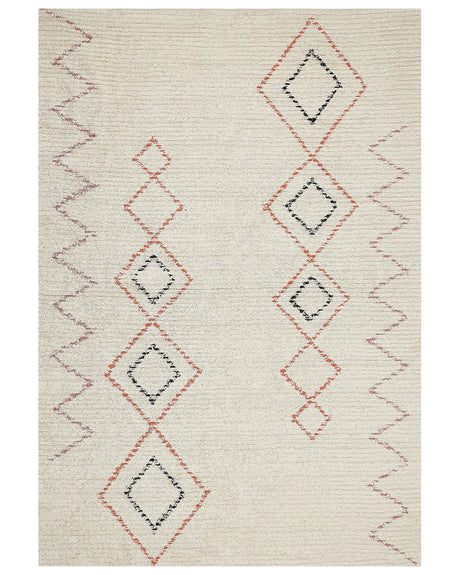 Rug Beige Cotton 160 x 230 cm Geometric Pattern Hand Tufted Flatweave Living Room Bedroom Beliani
