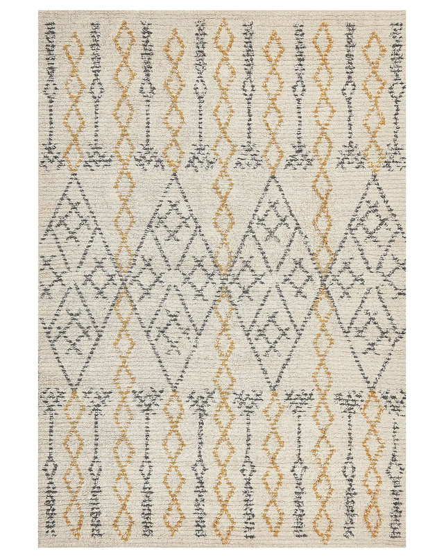 Rug Beige Cotton 160 x 230 cm Geometric Pattern Hand Tufted Flatweave Living Room Bedroom Beliani