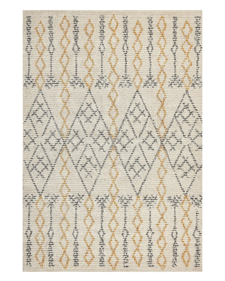 Rug Beige Cotton 140 x 200 cm Geometric Pattern Hand Tufted Flatweave Living Room Bedroom Beliani