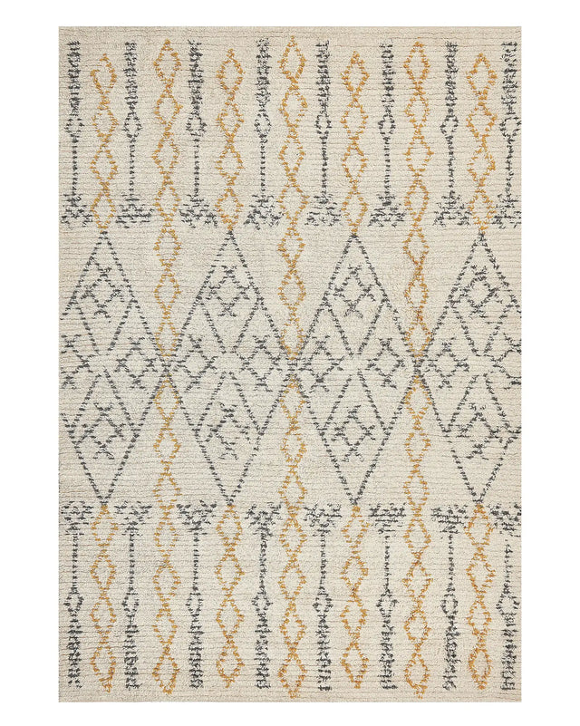 Rug Beige Cotton 140 x 200 cm Geometric Pattern Hand Tufted Flatweave Living Room Bedroom Beliani