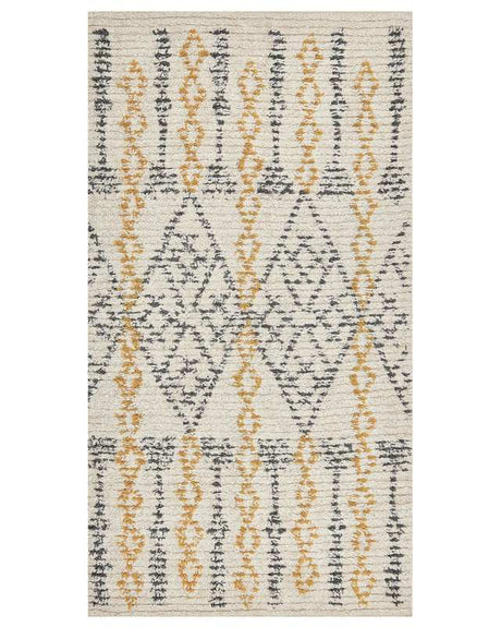 Rug Beige Cotton 80 x 150 cm Geometric Pattern Hand Tufted Flatweave Living Room Bedroom Beliani