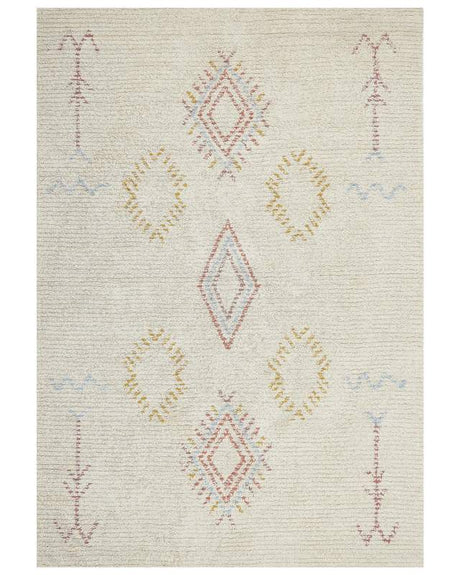 Rug Beige Cotton 160 x 230 cm Geometric Pattern Hand Tufted Flatweave Living Room Bedroom Beliani