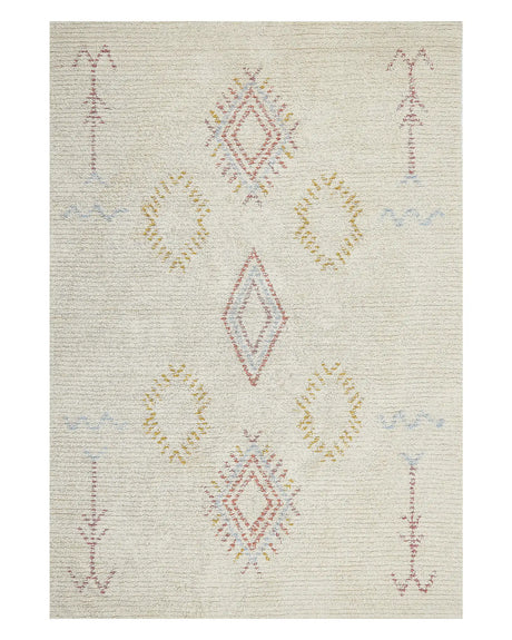 Rug Beige Cotton 140 x 200 cm Geometric Pattern Hand Tufted Flatweave Living Room Bedroom Beliani