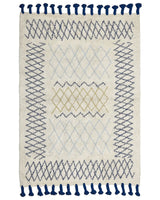 Rug Beige Cotton 160 x 230 cm Geometric Pattern Hand Tufted Tassels Flatweave Living Room Bedroom Beliani