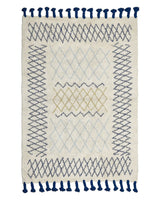 Rug Beige Cotton 140 x 200 cm Geometric Pattern Hand Tufted Tassels Flatweave Living Room Bedroom Beliani
