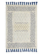 Rug Beige Cotton 140 x 200 cm Geometric Pattern Hand Tufted Tassels Flatweave Living Room Bedroom Beliani