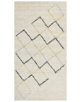 Area Rug Beige Cotton 80 x 150 cm Minimalistic Hand Tufted  Design Geometric Pattern Living Room Bedroom Beliani