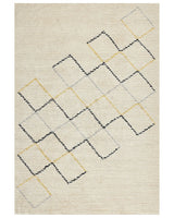 Area Rug Beige Cotton 160 x 230 cm Minimalistic Hand Tufted  Design Geometric Pattern Living Room Bedroom Beliani