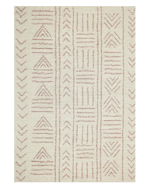 Rug Beige Cotton 140 x 200 cm Geometric Pattern Hand Tufted Flatweave Living Room Bedroom Beliani