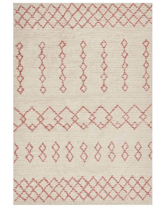 Rug Beige Pink Cotton 160 x 230 cm Geometric Pattern Hand Tufted Flatweave Living Room Bedroom Beliani