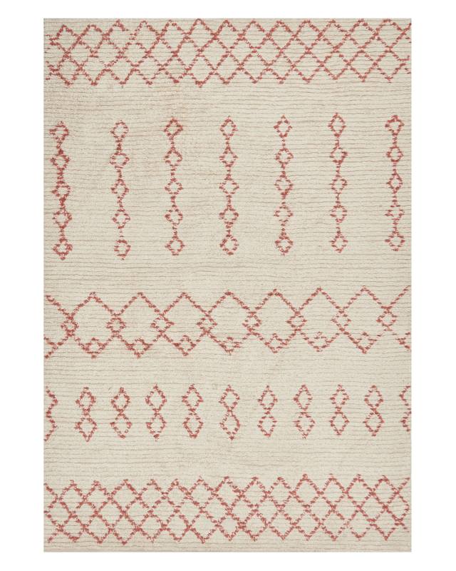 Rug Beige Pink Cotton 140 x 200 cm Geometric Pattern Hand Tufted Flatweave Living Room Bedroom Beliani