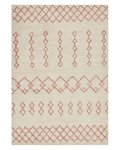 Rug Beige Pink Cotton 140 x 200 cm Geometric Pattern Hand Tufted Flatweave Living Room Bedroom Beliani