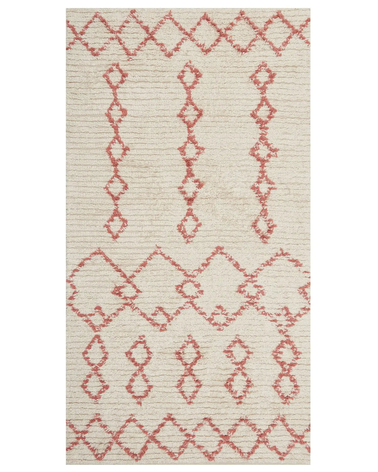 Rug Beige Pink Cotton 80 x 150 cm Geometric Pattern Hand Tufted Flatweave Living Room Bedroom Beliani