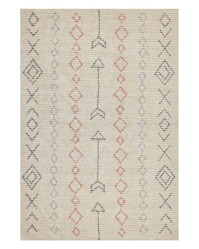 Area Rug Beige Cotton 140 x 200 cm Minimalistic Hand Tufted  Design Geometric Pattern Living Room Bedroom Beliani