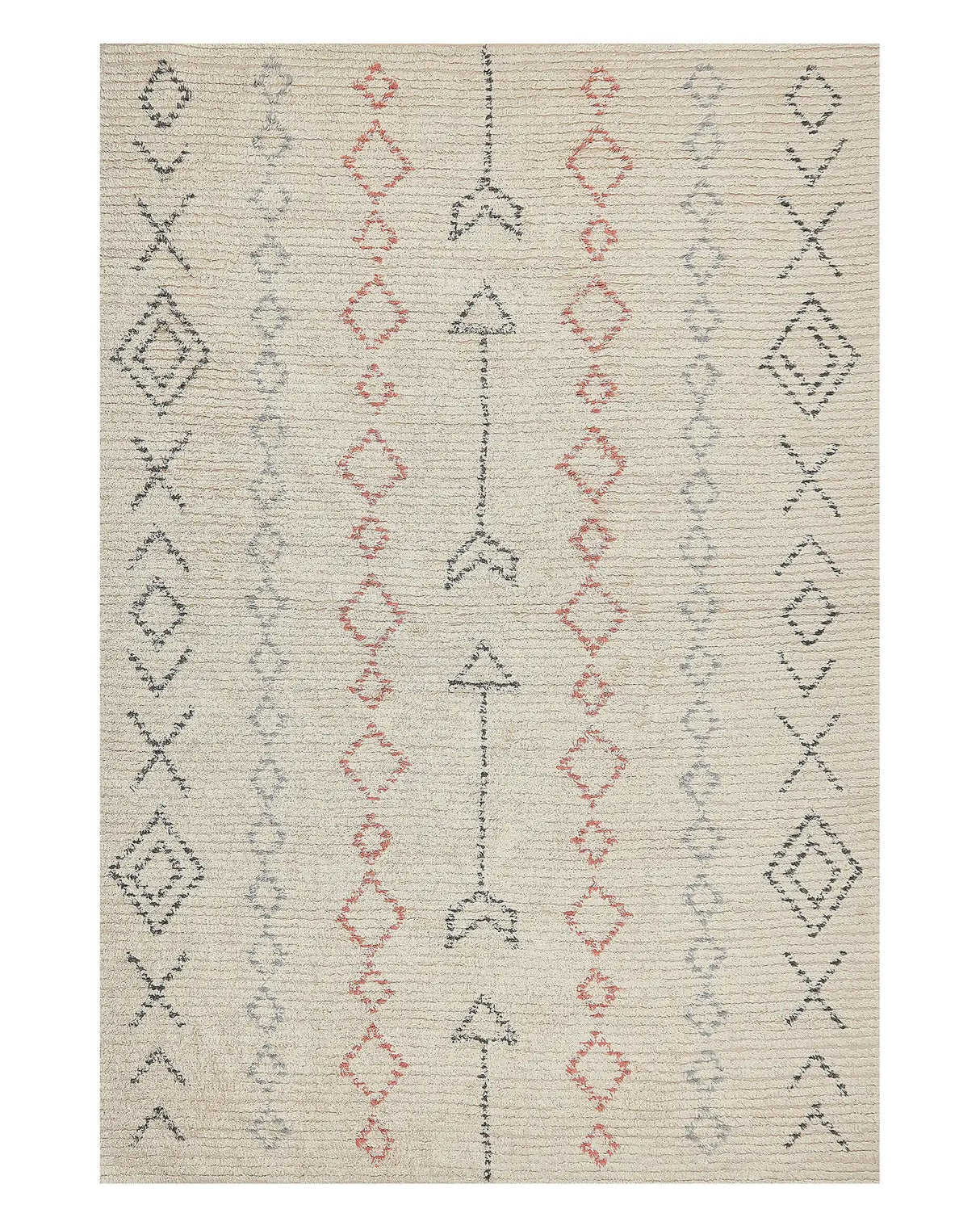 Area Rug Beige Cotton 140 x 200 cm Minimalistic Hand Tufted  Design Geometric Pattern Living Room Bedroom Beliani