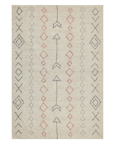 Area Rug Beige Cotton 140 x 200 cm Minimalistic Hand Tufted  Design Geometric Pattern Living Room Bedroom Beliani