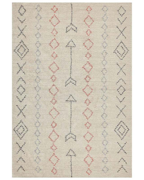 Area Rug Beige Cotton 160 x 230 cm Minimalistic Hand Tufted  Design Geometric Pattern Living Room Bedroom Beliani