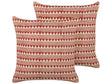 Set of 2 Scatter Cushions Red and Beige Cotton 45 x 45 cm Geometric Pattern Handmade Removable Cover with Filling Boho Style Beliani