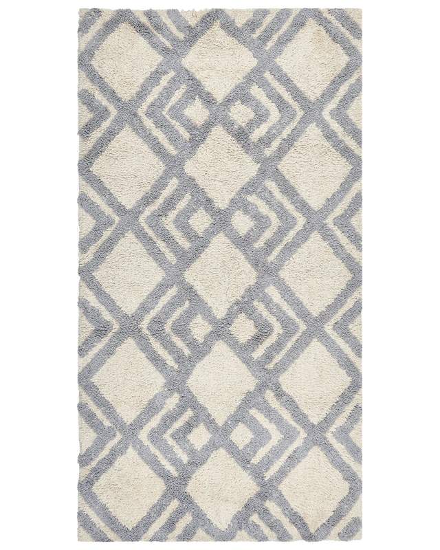 Area Rug Beige and Rug Cotton 80  x 150  cm Rectangular Hand Tufted Living Room Bedroom Decor Beliani