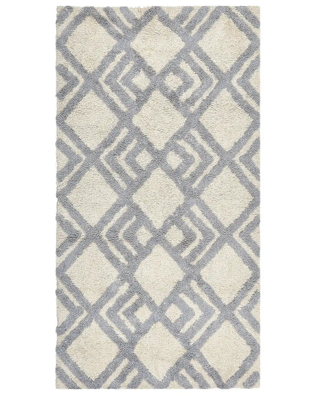 Area Rug Beige and Rug Cotton 80  x 150  cm Rectangular Hand Tufted Living Room Bedroom Decor Beliani
