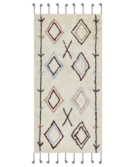 Area Rug Multicolour Cotton 80  x 150  cm Rectangular Hand Tufted Beliani