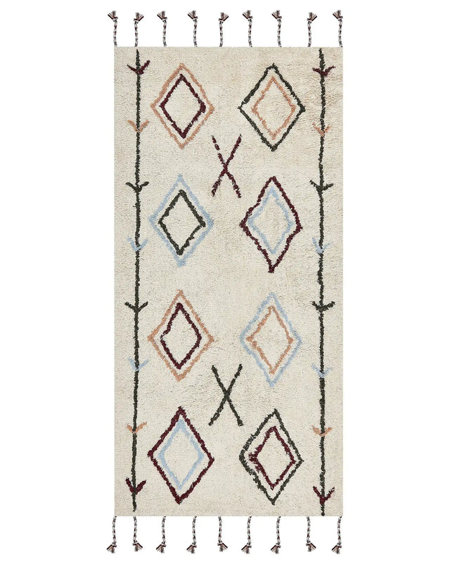 Area Rug Multicolour Cotton 80  x 150  cm Rectangular Hand Tufted Beliani