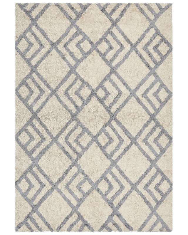 Area Rug Beige and Rug Cotton 160  x 230  cm Rectangular Hand Tufted Living Room Bedroom Decor Beliani