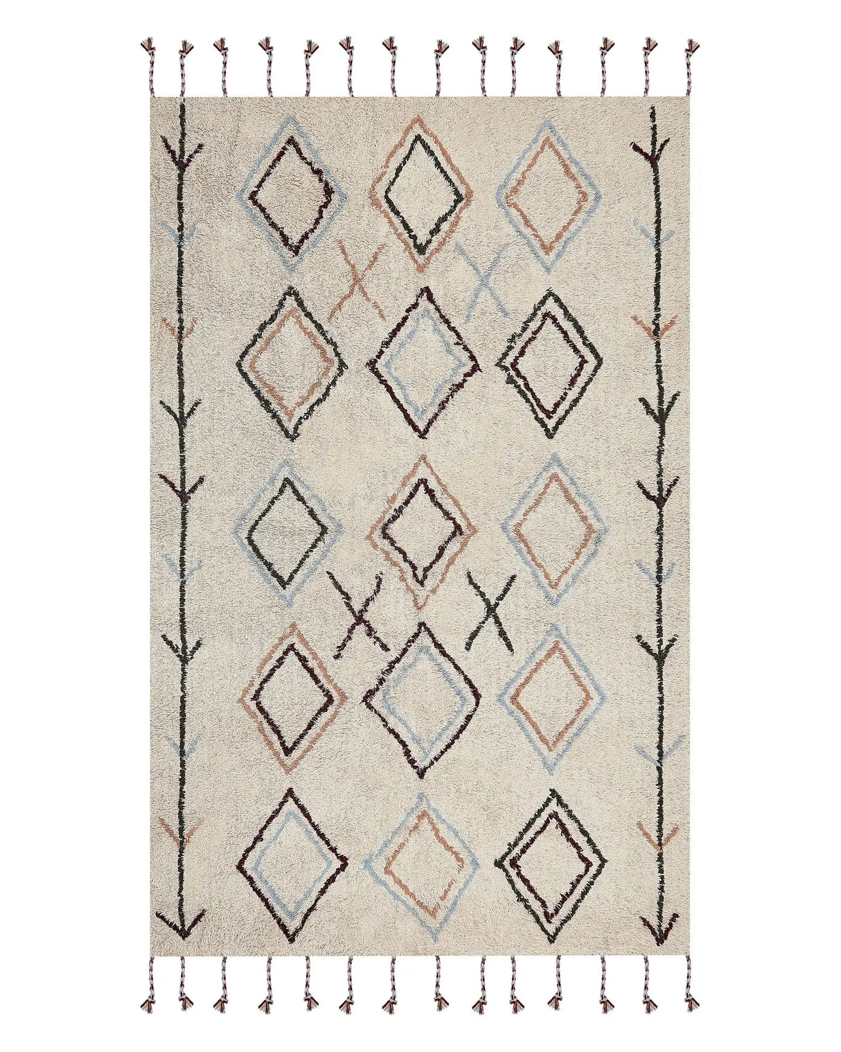 Area Rug Multicolour Cotton 140  x 200 cm Rectangular Hand Tufted Beliani