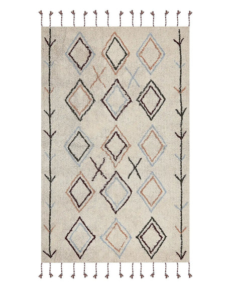 Area Rug Multicolour Cotton 140  x 200 cm Rectangular Hand Tufted Beliani