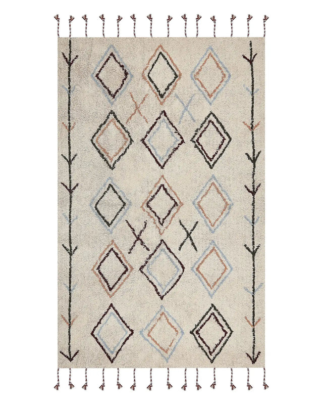 Area Rug Multicolour Cotton 140  x 200 cm Rectangular Hand Tufted Beliani