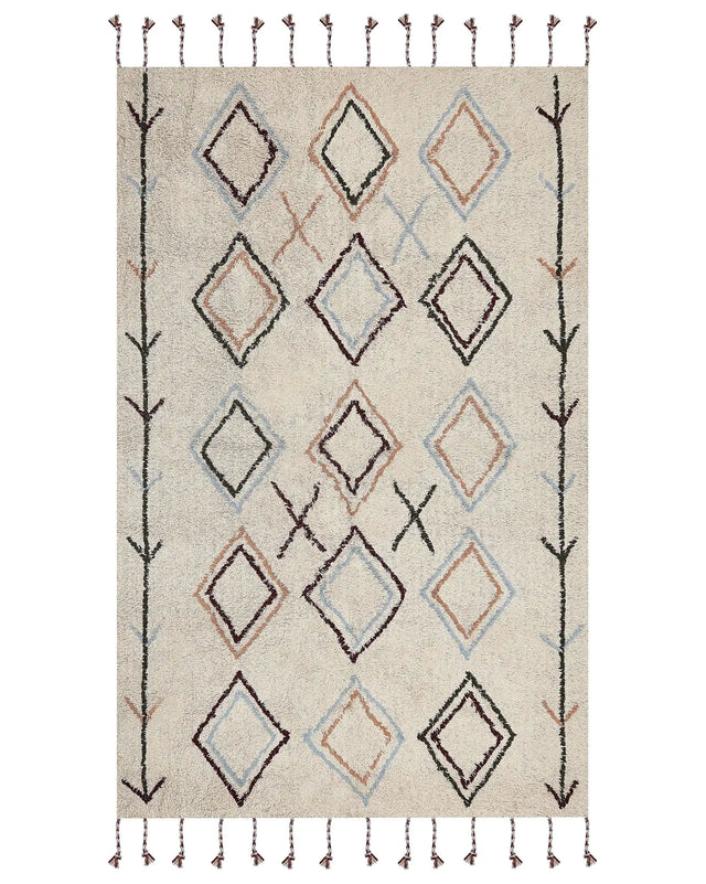 Area Rug Multicolour Cotton 160  x 230 cm Rectangular Hand Tufted Beliani