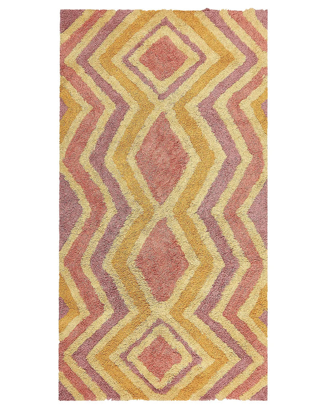 Area Rug Multicolour Cotton 80  x 150  cm Rectangular Hand Tufted Modern Abstract Living Room Bedroom Decor Beliani