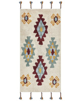 Area Rug Multicolour Cotton 80  x 150  cm Rectangular Hand Tufted Tribal Motif Living Room Bedroom Beliani