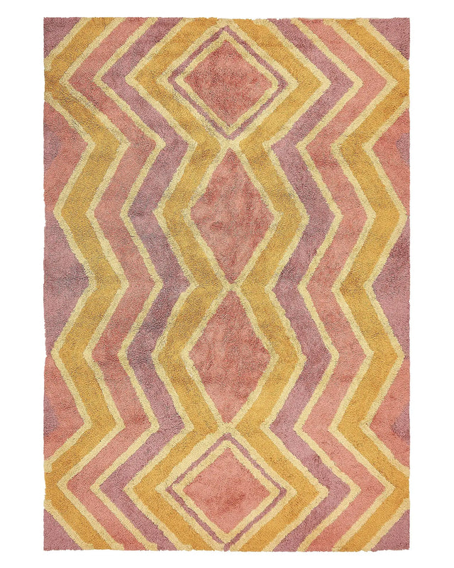 Area Rug Multicolour Cotton 140  x 200 cm Rectangular Hand Tufted Modern Abstract Living Room Bedroom Decor Beliani