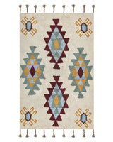 Area Rug Multicolour Cotton 140 x 200 cm Rectangular Hand Tufted Tribal Motif Living Room Bedroom Beliani