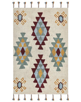 Area Rug Multicolour Cotton 160 x 230 cm Rectangular Hand Tufted Tribal Motif Living Room Bedroom Beliani