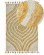 Area Rug Beige and Yellow Cotton 140  x 200 cm Rectangular Hand Tufted Modern Abstract Living Room Bedroom Decor Beliani