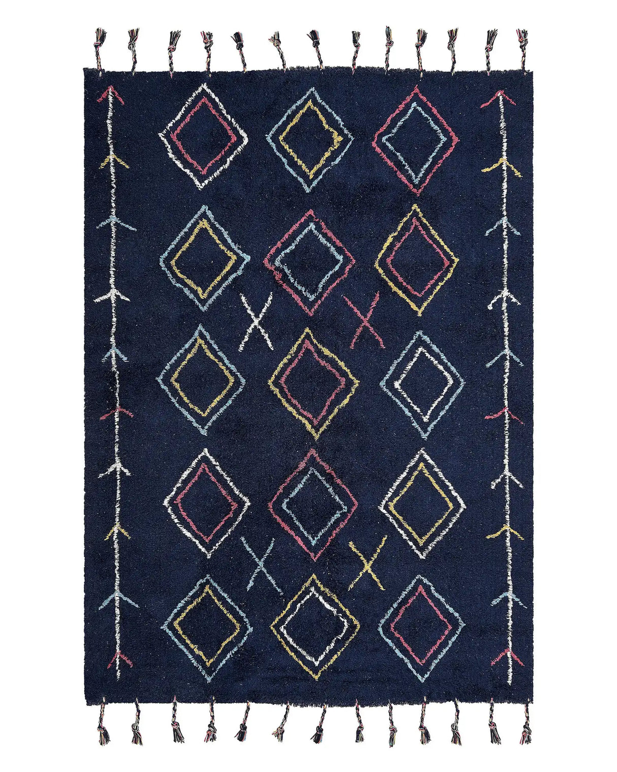 Area Rug Black Cotton 140  x 200 cm Rectangular Hand Tufted Beliani