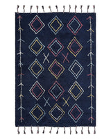 Area Rug Black Cotton 140  x 200 cm Rectangular Hand Tufted Beliani