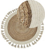 Jute Area Rug Beige Round 120 cm Spiral Braided Natural Boho Rustic  Living Room Bedroom  Beliani