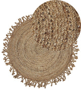Jute  Area Rug Beige Round 120 cm  Braided Natural Boho Rustic Living Room Bedroom Dining Room Beliani