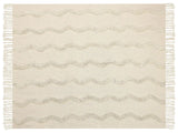 Blanket Beige Cotton 125 x 150 cm Geometric Pattern Knitted Throw Boho Style Living Room Bedroom Accent Piece Beliani