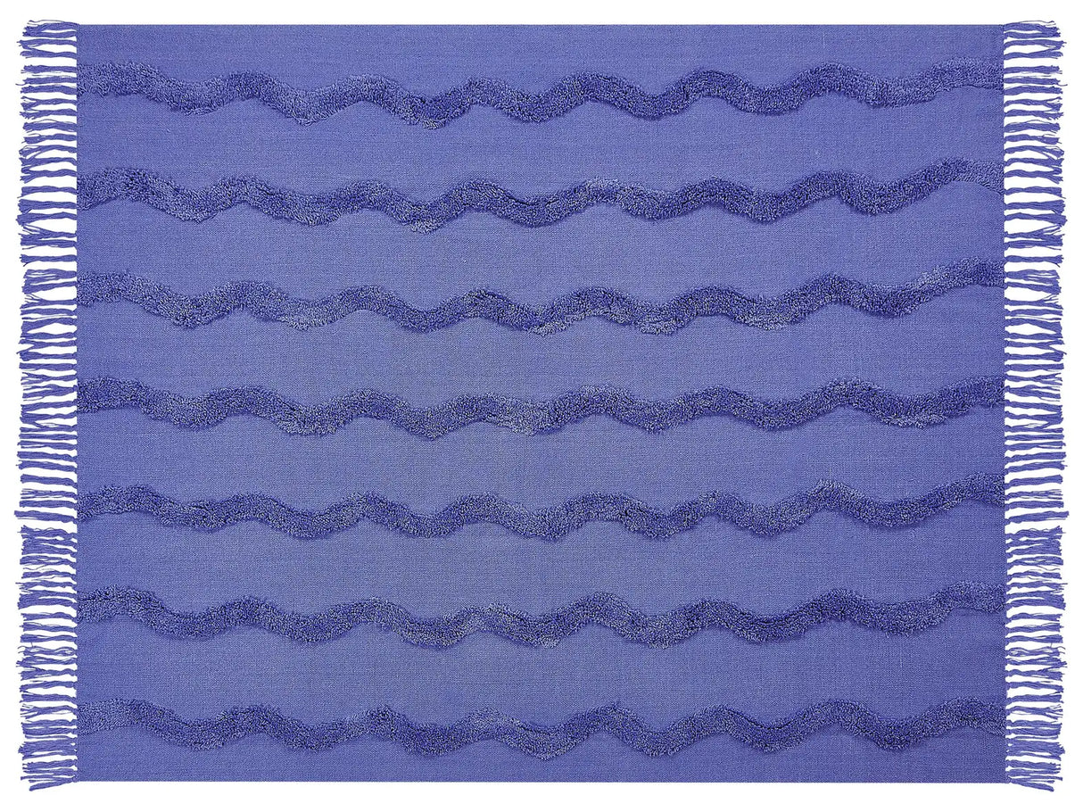 Blanket Violet Cotton 125 x 150 cm Geometric Pattern Knitted Throw Boho Style Living Room Bedroom Accent Piece Beliani