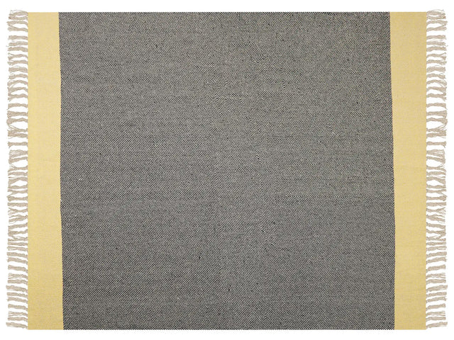 Blanket Grey Yellow Cotton 125 x 150 cm Geometric Pattern Knitted Throw Boho Style Living Room Bedroom Accent Piece Beliani