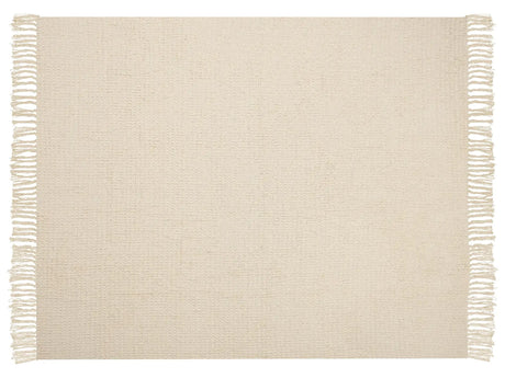 Blanket Beige Cotton 125 x 150 cm Waffle Weave Knitted Throw Boho Style Living Room Bedroom Accent Piece Beliani
