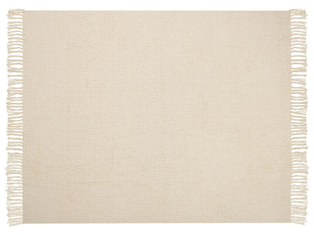 Blanket Beige Cotton 125 x 150 cm Waffle Weave Knitted Throw Boho Style Living Room Bedroom Accent Piece Beliani