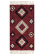 Area Rug Red Cotton 80 x 150 cm Rectangular with Tassels Diamond Pattern Boho Oriental Style Beliani